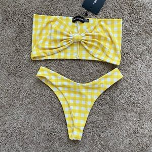 Pretty Little Thing yellow gingham bikini